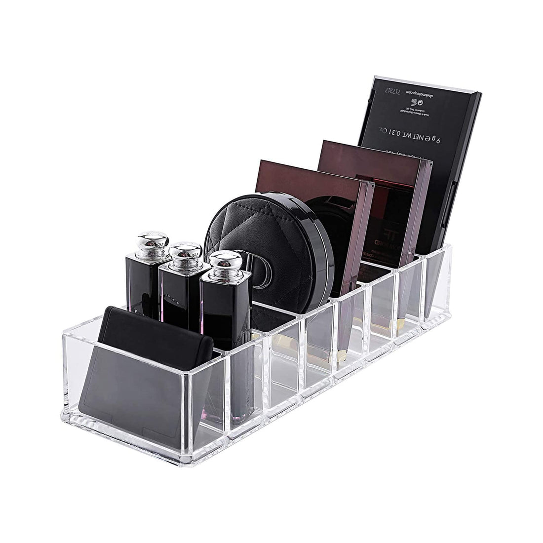 OFRANK Clear Acrylic Compact Organizer Blushes Highlighters Eyeshadow Makeup Organizer, 8 Spaces