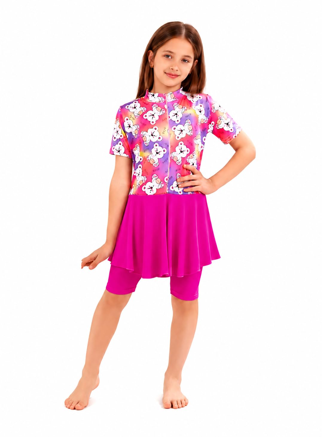 9Street Corner Tankini One Piece Swimsuit Jumpsuit Shorts with Pocket for Girls from 2 to 12 Years Code 461