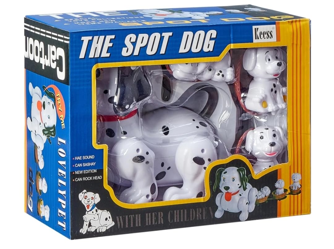 Plastic Dot Dog Toy With Three Small Dogs Fixed Head For Kids - Multi Color