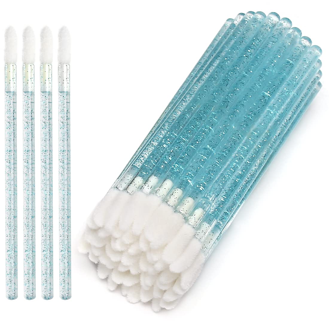 Lip Brushes Disposable Make Up Brush Lipstick Lip Gloss Wands Applicator Tool Makeup Beauty Tool Kits (50PCS-Light Blue)