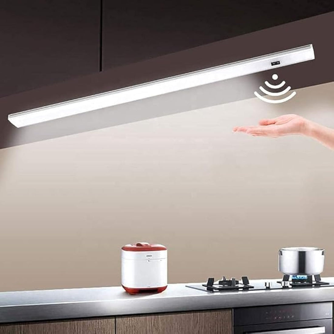 Under-Unit Light Kitchen LED, LED Light Strip USB Connection Sensor Light Strip Kitchen, 5V Auto On/Off Cabinet Lighting Kitchen Wardrobe Lighting Cabinet Night Light (30 cm, White