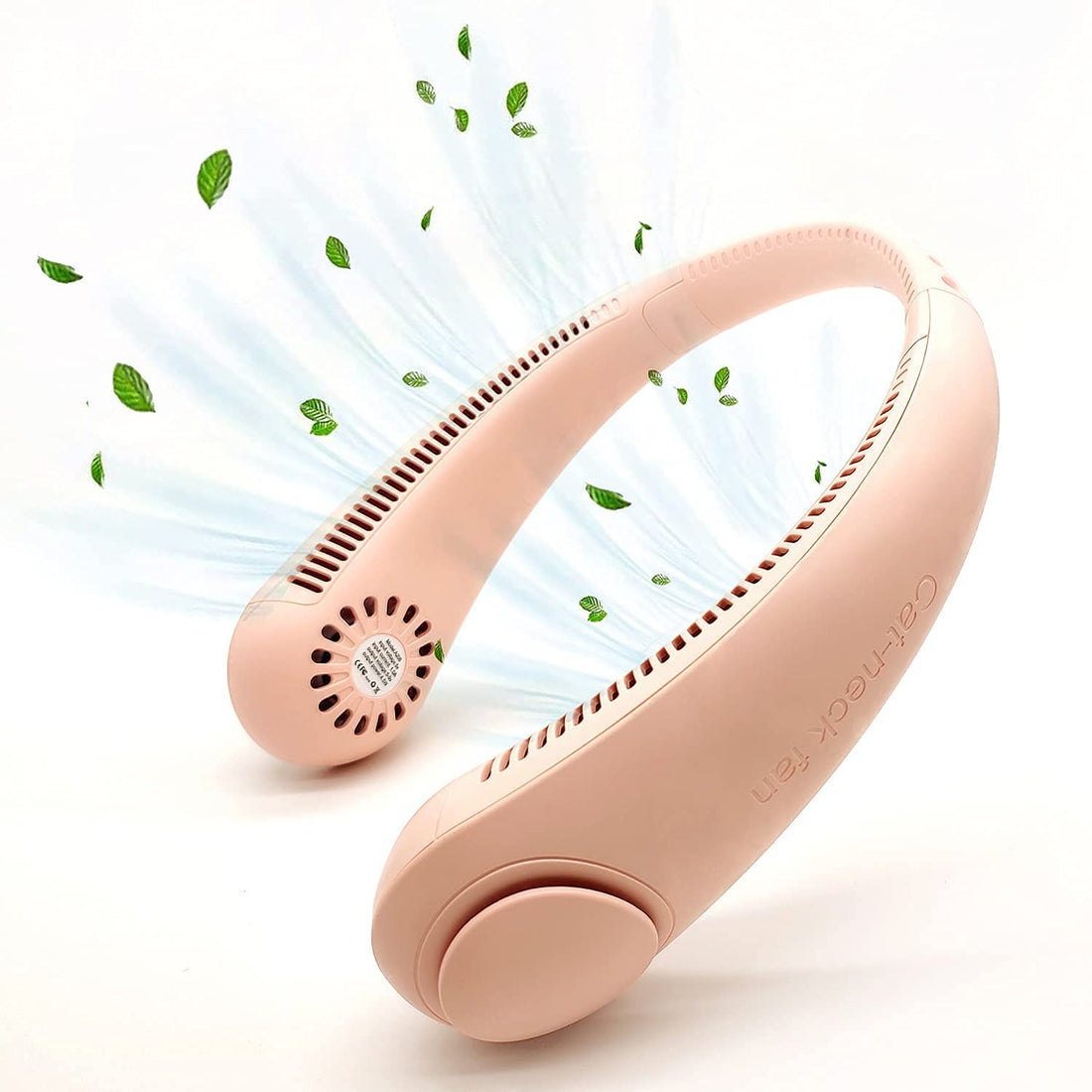 Padom Neck Fan, Hands Free 360° Cooling Personal Fan, USB Rechargeable Portable Neck Fan with 3 Wind Speed for Traveling Office Sports (Pink)