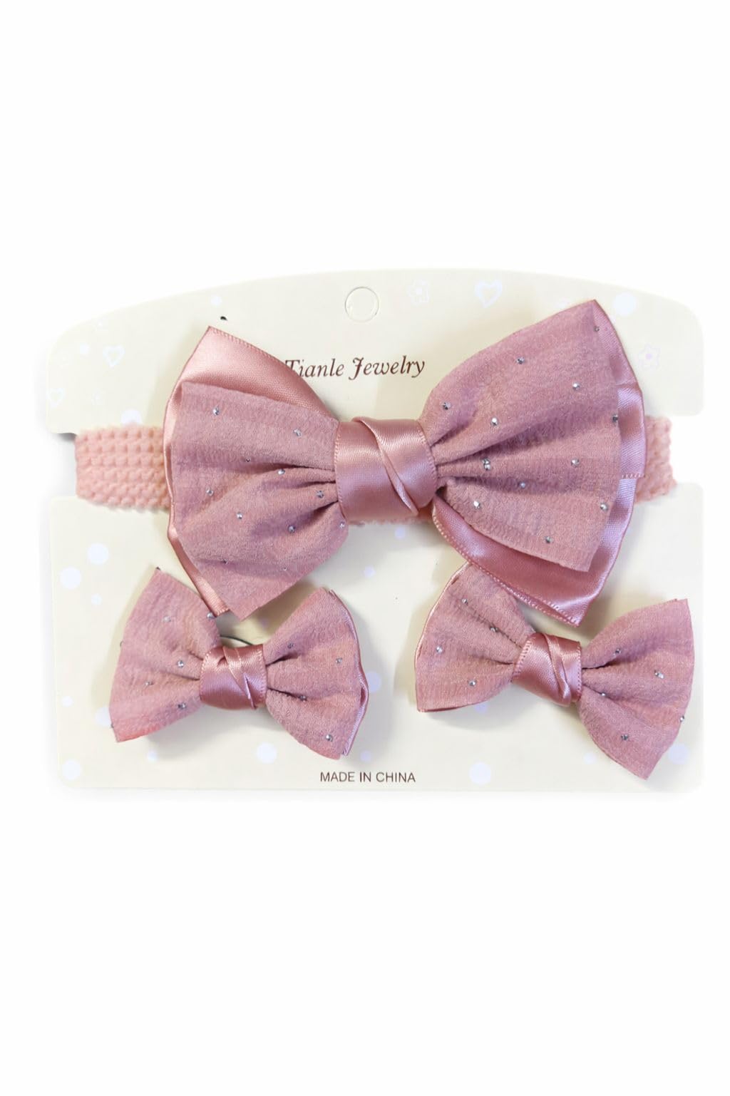 Kids Bow Set 3 Pieces (Headband + 2 Clips) – Stylish and Soft Design, Comfortable Hair Accessories with Good Stability, Suitable for Daily Use and Occasions (Pink)