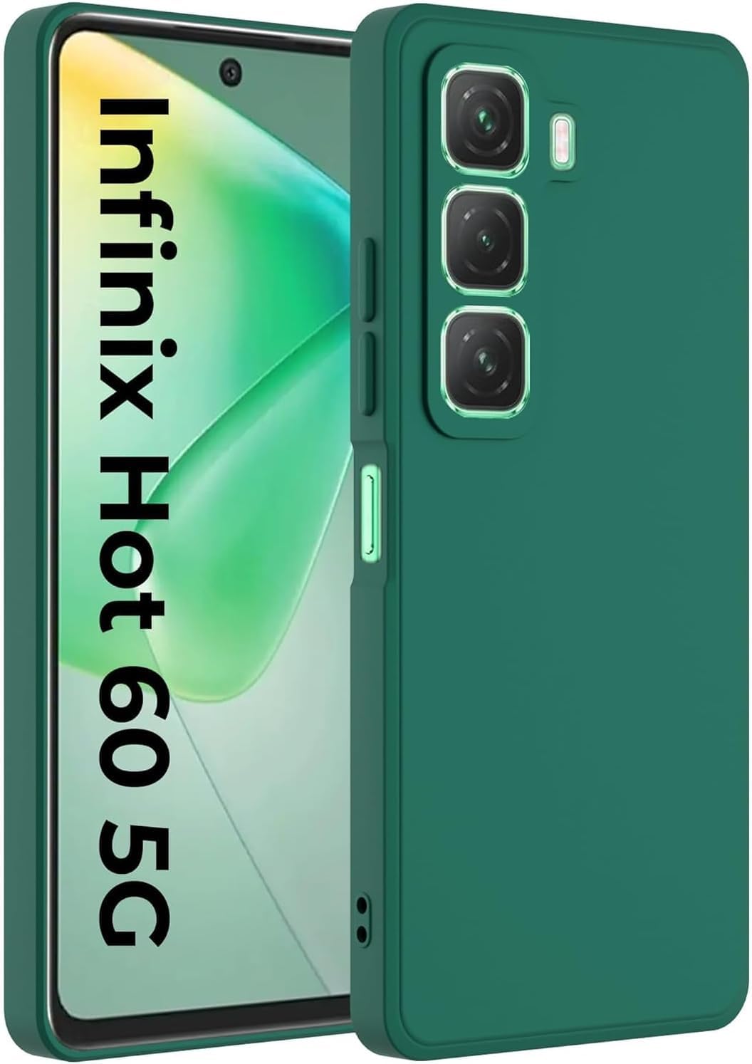 Case for Infinix Hot 60 Pro Plus 5G Soft TPU Silicone Case Lightweight Protective Cover with Soft Finish Camera Bumper Stylish for Infinix Hot 60 Pro Plus 5G (Green)