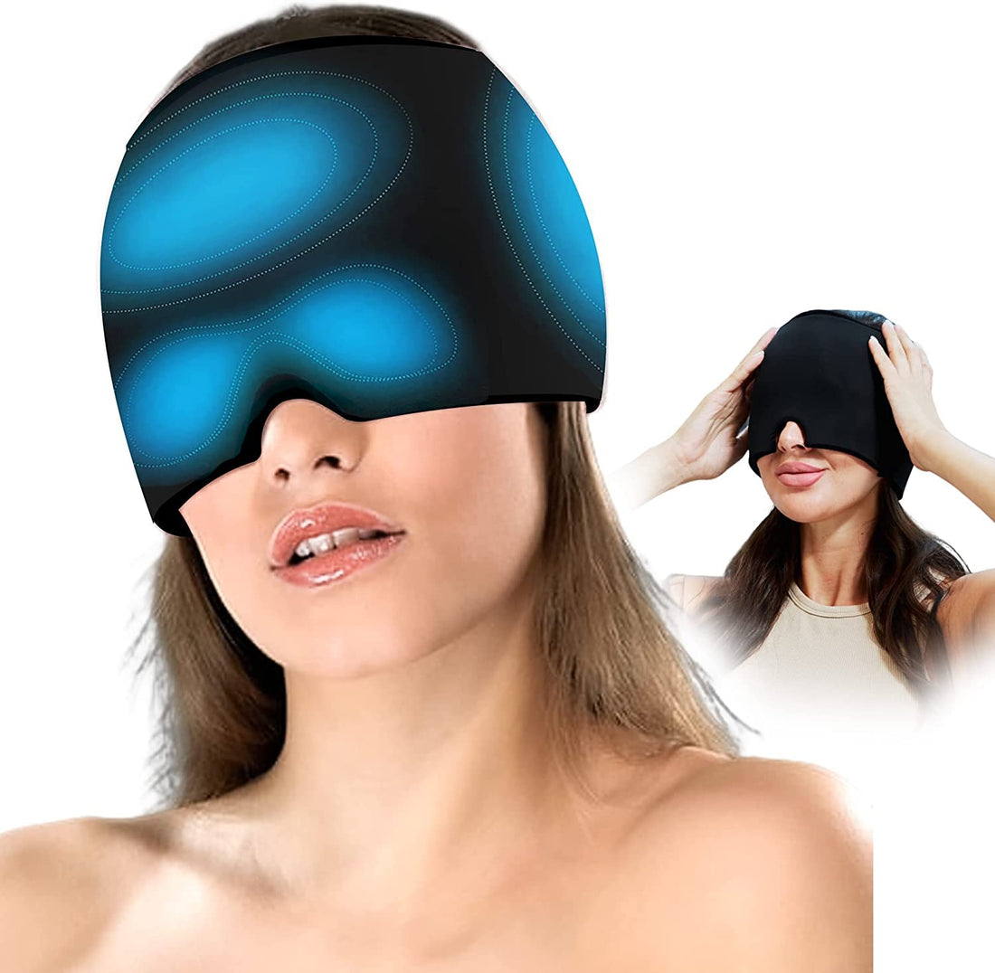 Migraine Mask Gel Cooling Hat Migraine Cooling Pad Headache & Migraine Hat Sleeping Mask Women Cold Therapy Migraine Relief Cap Migraine Relief Stretchy Migraine Headache Hat (Black)