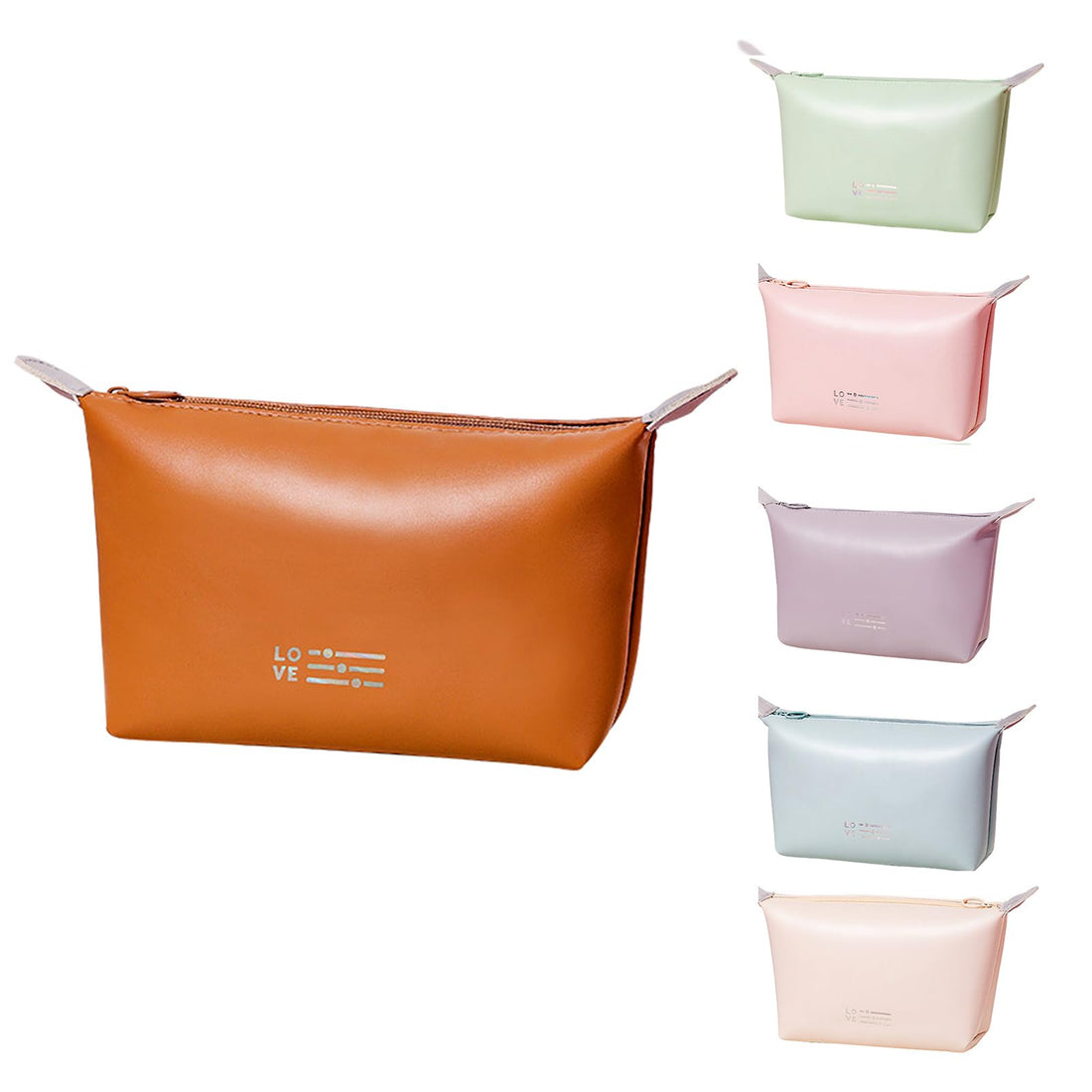 VEIYI Toiletry Bag Women's Cosmetic Bag Travel PU Leather Makeup Bag Waterproof Portable Wash Bag for Men Women - Brown