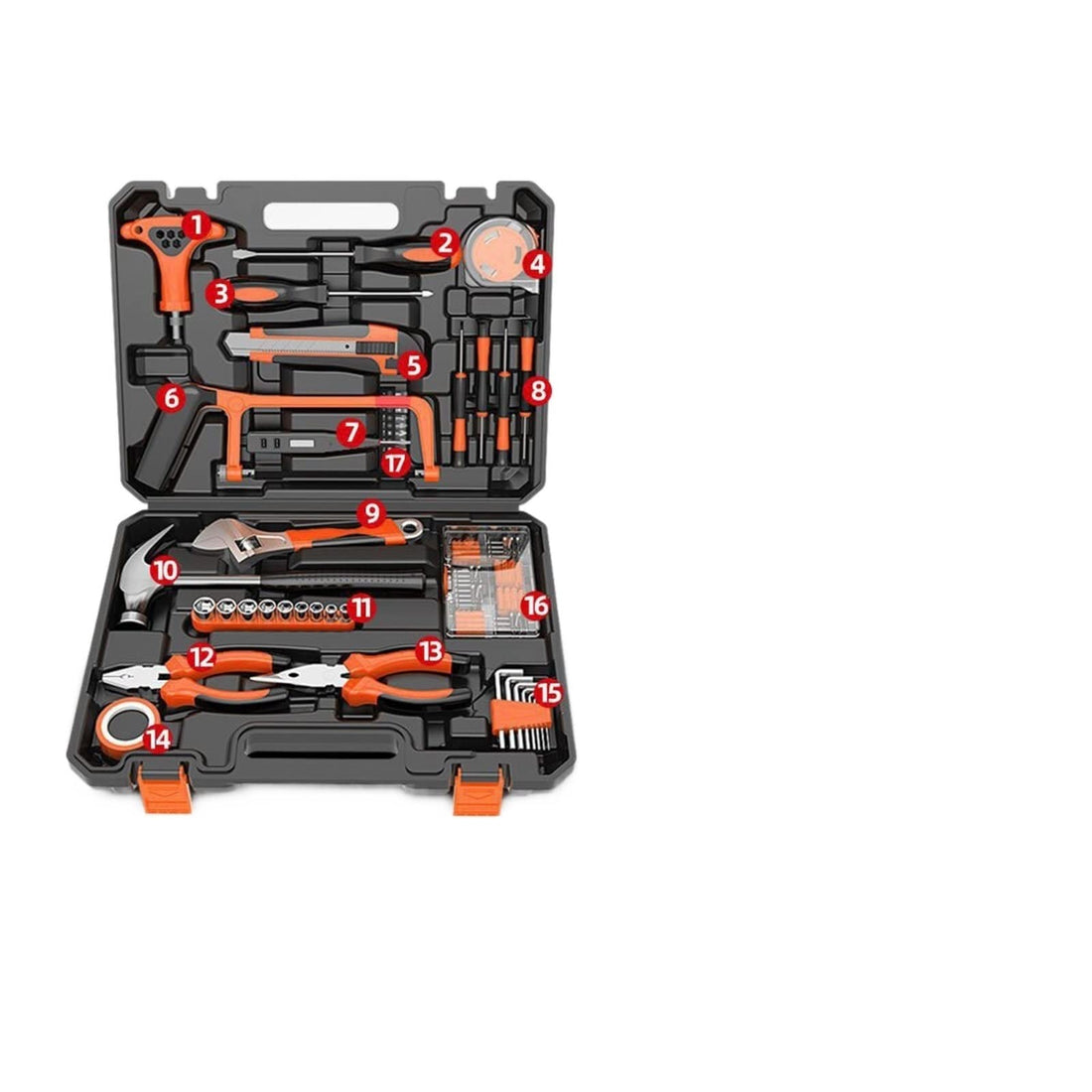 XZKJ Tool Box Professional Complete Tools Set Toolbox Home Hand Tools Kit Car Metal Electrician Repairs Work Tool Kit Wrech Hammer Toolset