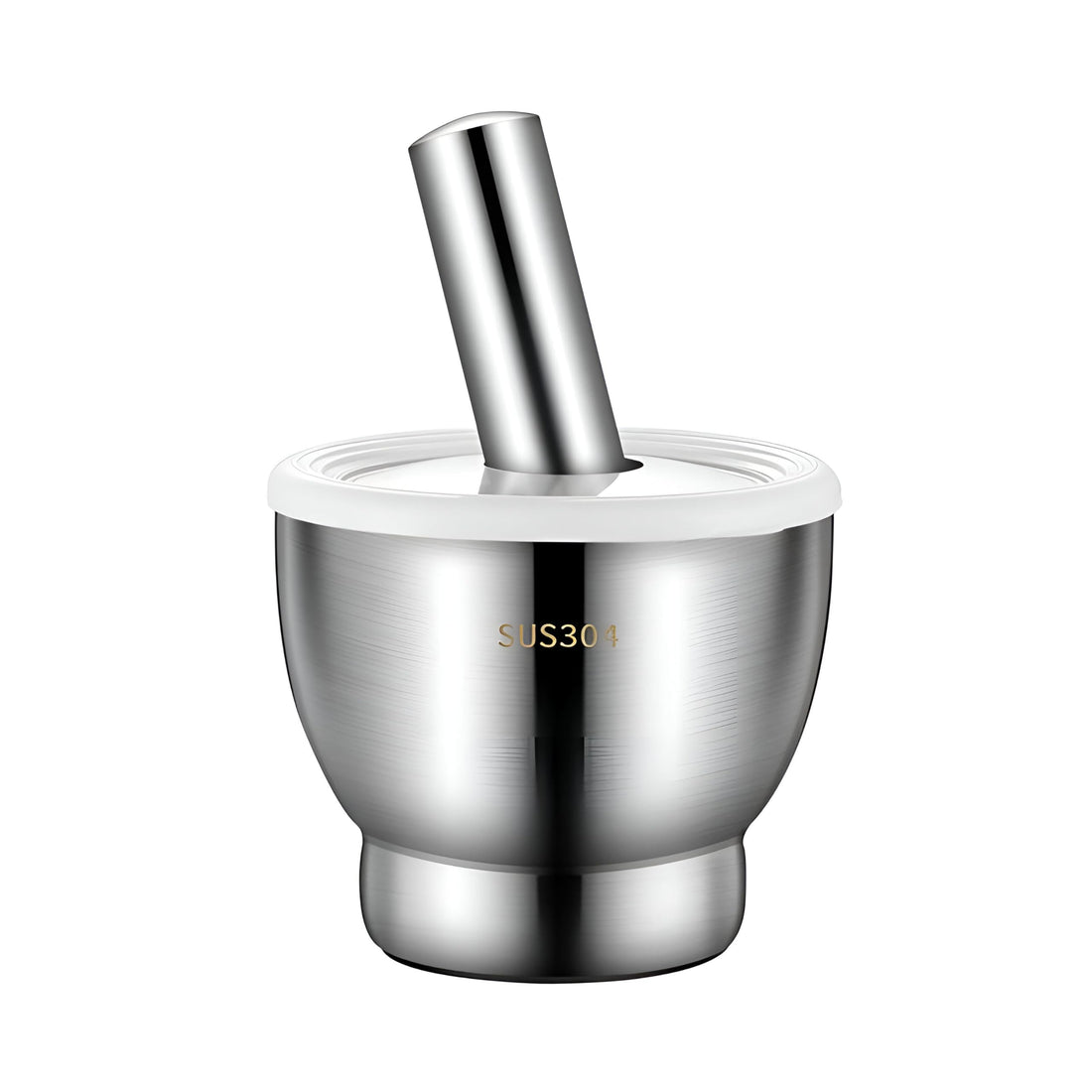 Seasoning Mixer - Stainless steel mortar and pestle tool with non-rust surface, ideal for garlic paste, herbal grinding, pill mixing, sesame crushing, and enhancing food preparation efficiency