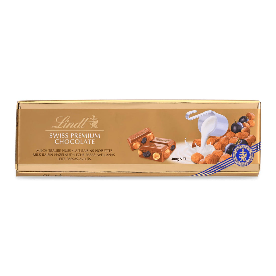 Lindt Hazelnut and Raisin Gold Chocolate Bar, 300g