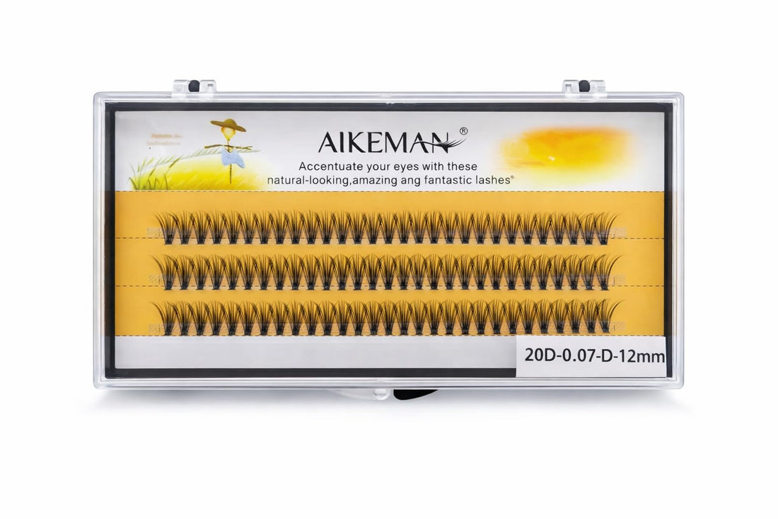 60 Pcs 20D Mink Long Cluster Lashes 12mm, 0.07 D Curl Lightweight Individual Volume Fans for Soft Length & Elegant Lift, Salon & DIY Application