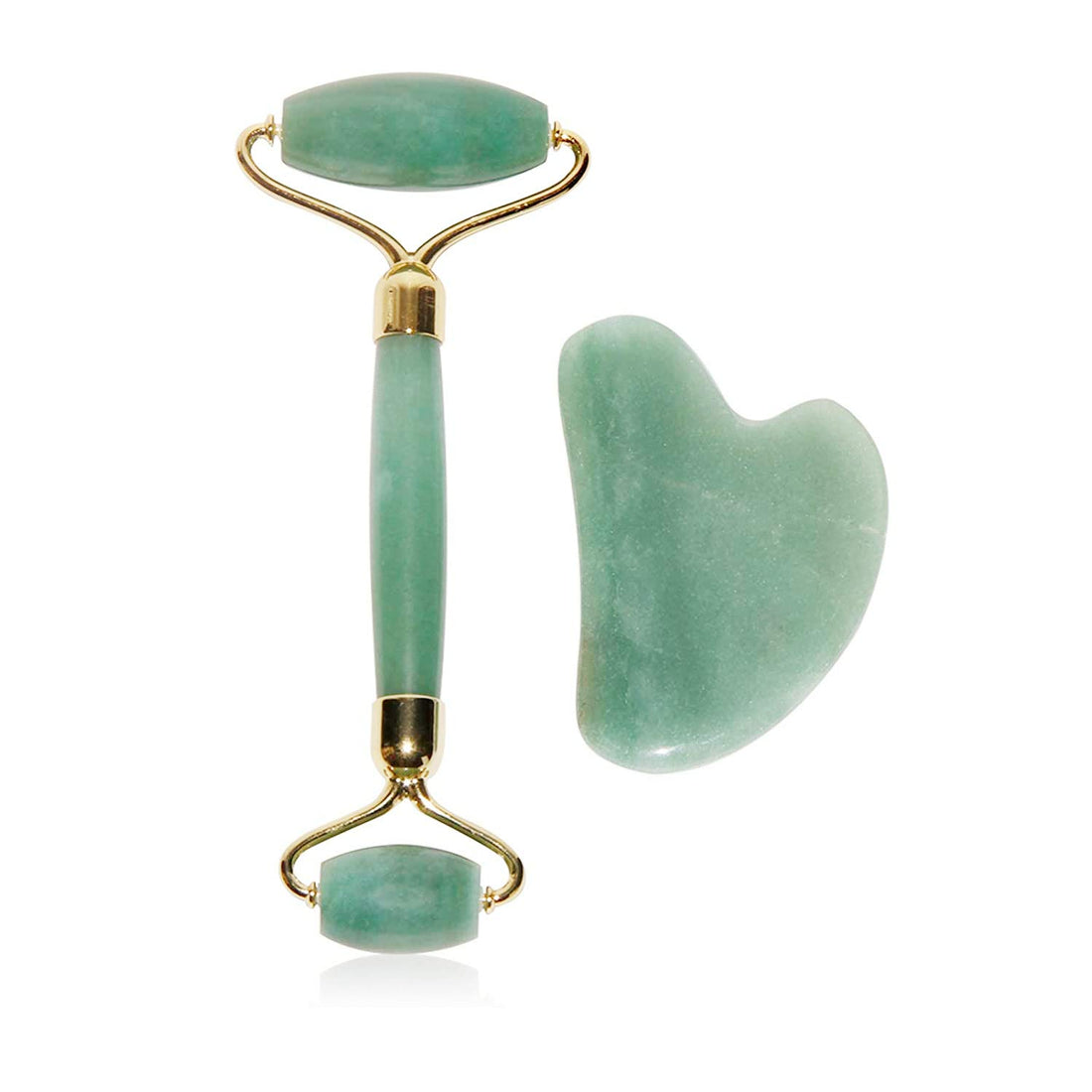 Jade Roller for Face, Anti Aging Jade Stone Massager Set, Facial Roller Massager with Gua Sha Sc Tool for Face Eye Neck Anti-aging Slimming & Firming (Jade Roller Set)