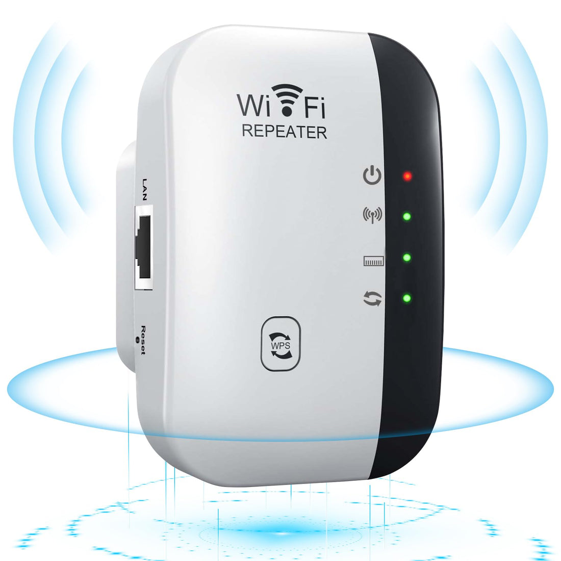 WiFi Repeater 300 Mbps 2.4 GHz WLAN Amplifier, WiFi Signal Extender, Connection Enhancer with RJ45 Port, Repeater/AP Mode and WPS Function, Coverage 300 m², Penetrating in the Wall