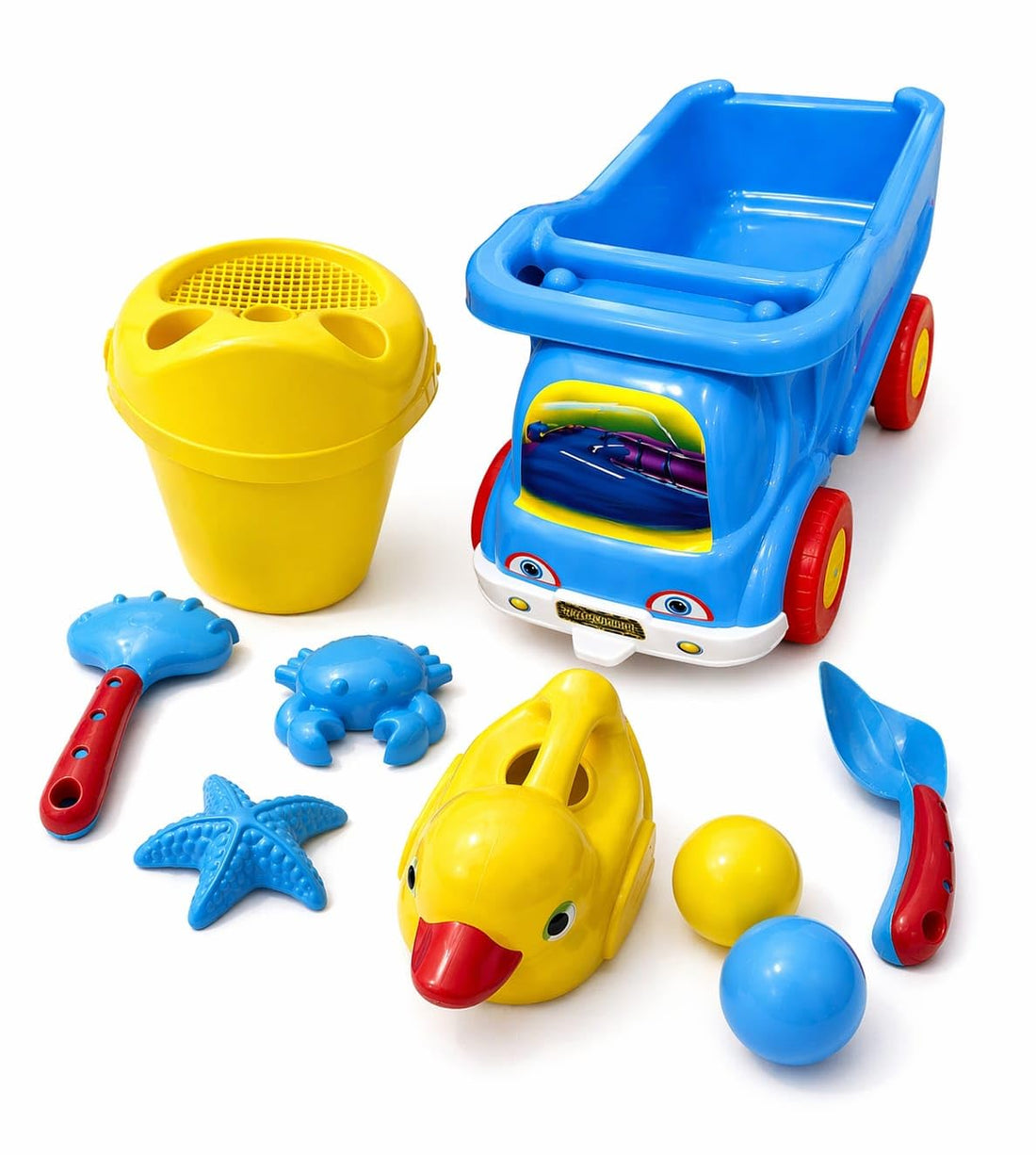 Kids Beach Sand Toys Set + Digging Tools + Marine Shapes Molds + Balls - Outdoor Toys and Educational Safe for Kids Multi Shapes and Colors (Model 4)