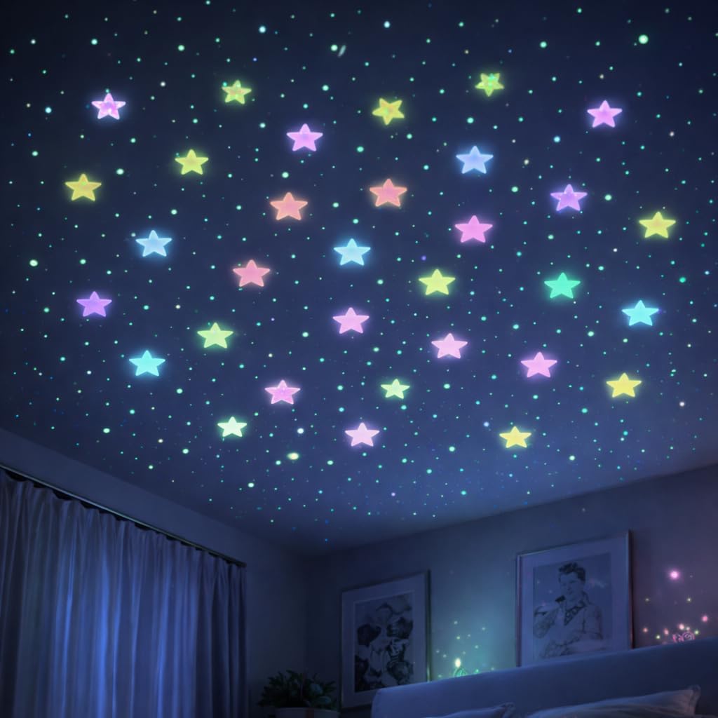 OVA 3D Star Stickers 100 Pieces, Plastic Wall Stickers for Kids’ Bedrooms, Nursery & Home Decor, Easy Peel and Stick Stars for Walls, Ceilings, Furniture & Crafts