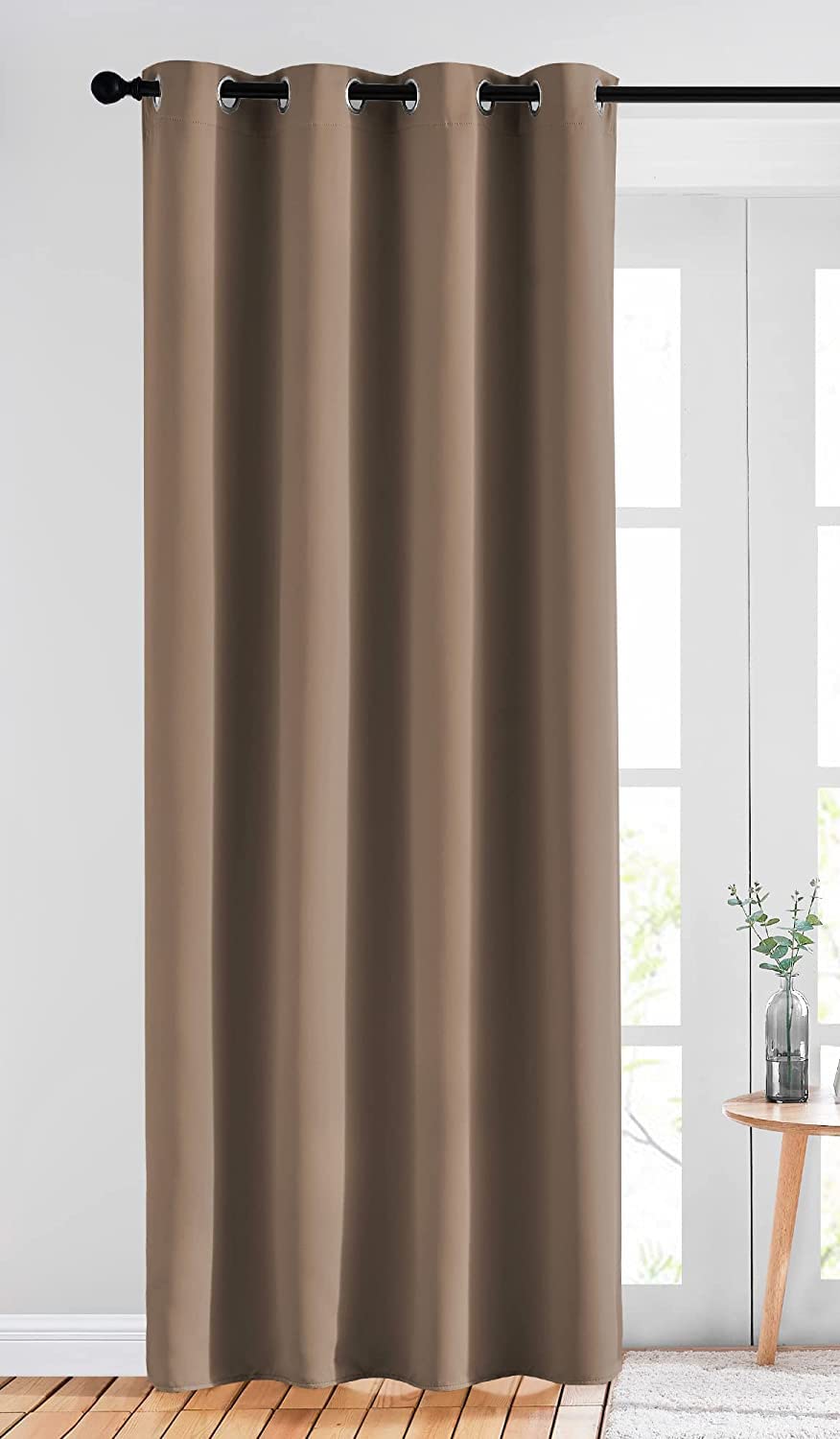 Cartela thermal insulated blackout darkening grommet curtains for living room bedroom 1 panel (cafe, 270w x 260h cm)