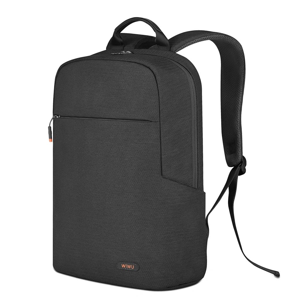 WiWU Pilot 15.6" Laptop Backpack, 360° Protection & Water-Resistant, Multi-Pocket Travel Bag with Non-Slip Base, Slim Professional Work Backpack – Black | 18M Warranty