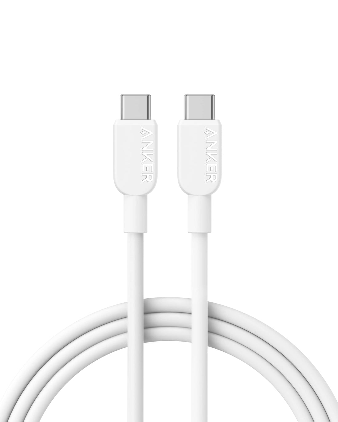 Anker 310 USB-C to USB-C Cable (6ft) – Fast Charging & High-Speed Data Transfer, Durable Braided Design, Compatible with MacBook, iPad Pro, Samsung Galaxy, Pixel & More – White