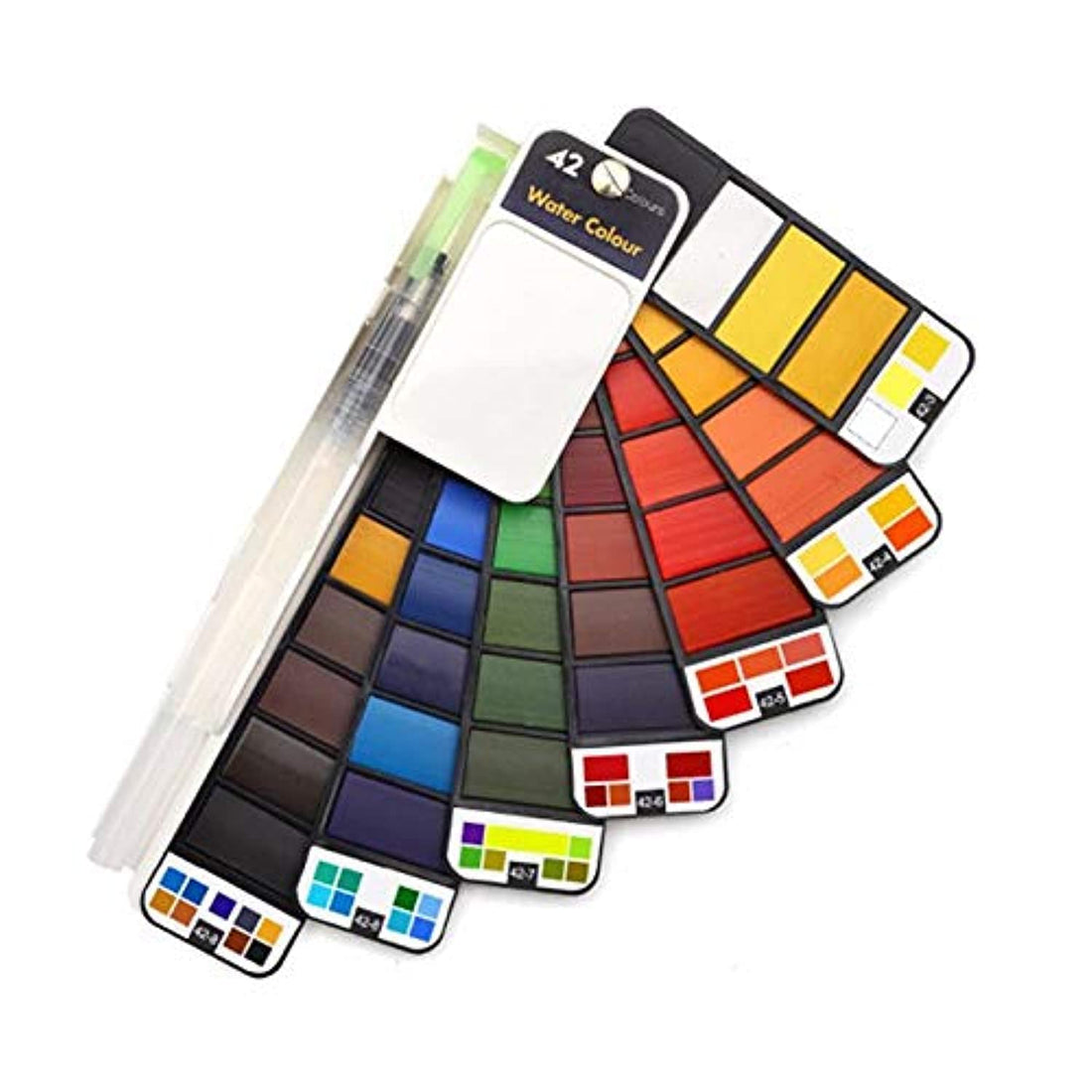 SKEIDO 42 Colors Solid Water Color Paint Set with Brush Pen Portable Pigment For Drawing Art Supplies