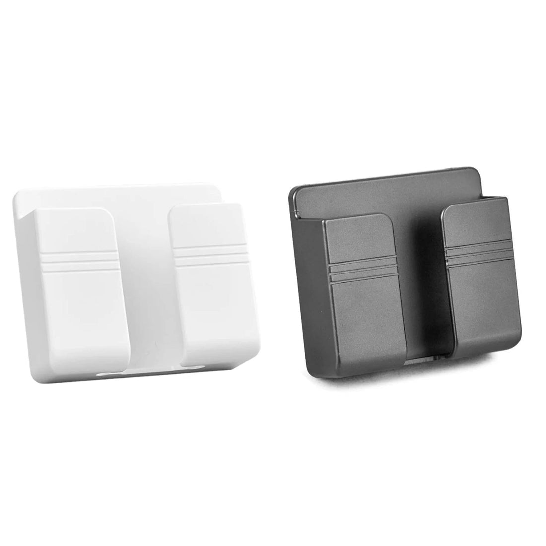 Orco2 Pcs Wall Mount Mobile Phone Charger Holder, 3M Adhesive Remote Wall Stand for Charger, Phone Holders for Kitchen Shower Bed Wall (Black & White)