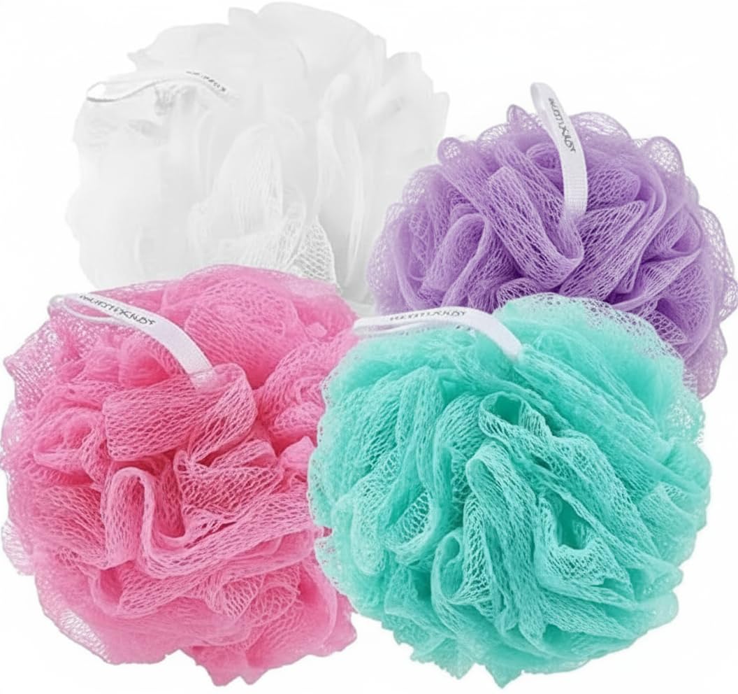 Large Mesh Bath Loofah Set - 3 Pieces - Multi Color