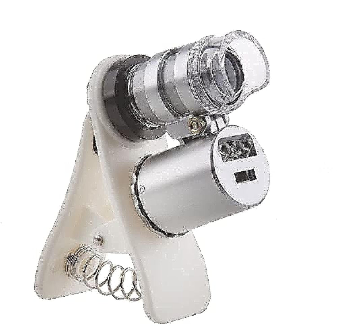 60X Zoom LED Clip-On Microscope Magnifier Micro Lens for Universal Mobile