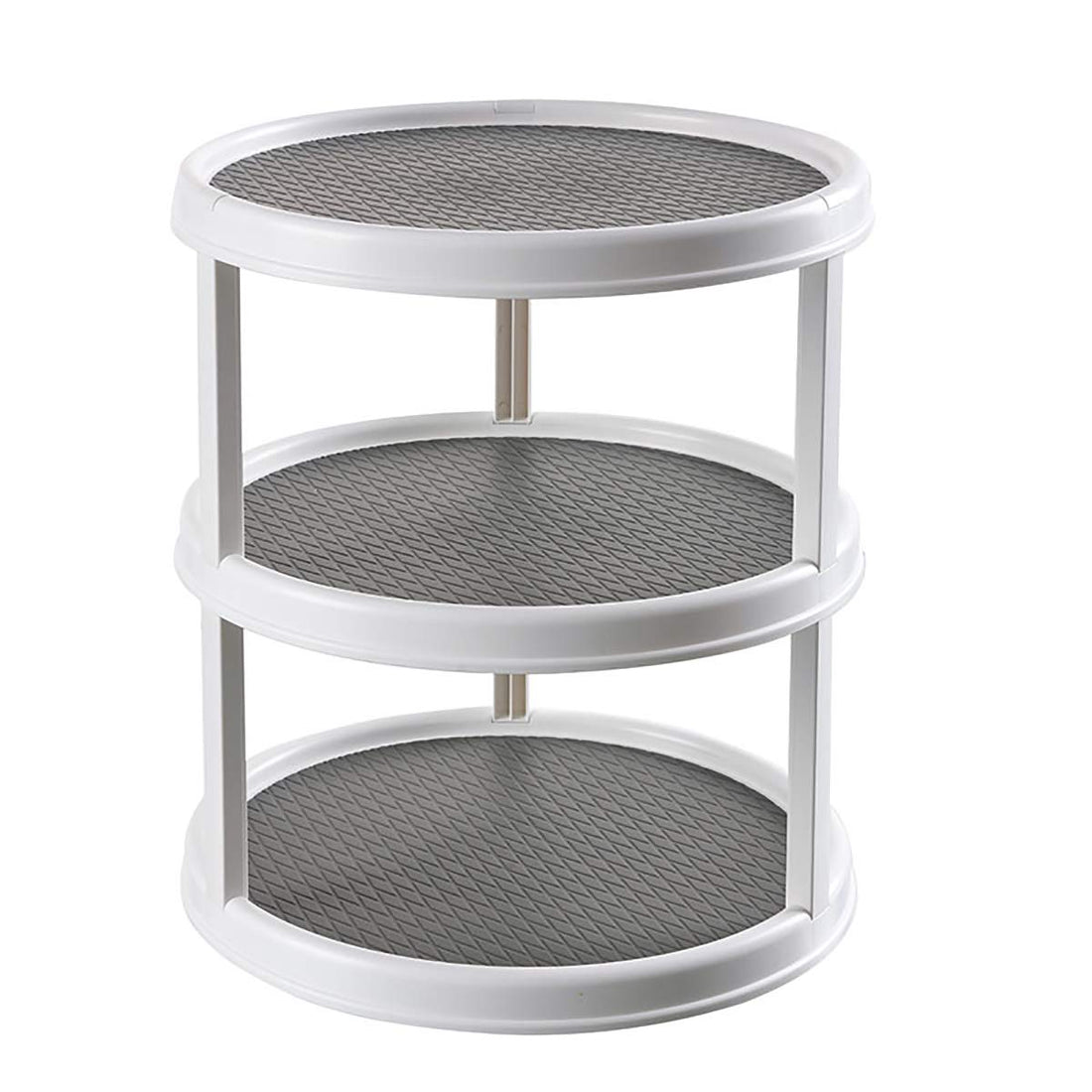 Generic JEEBAY 12 inch Diameter Turnable Lazy Susan Spice Rack Organizer for Large Cabinet, Kitchen Dining Table Refrigerator Bathroom Organization (Gray, 3 Tier)