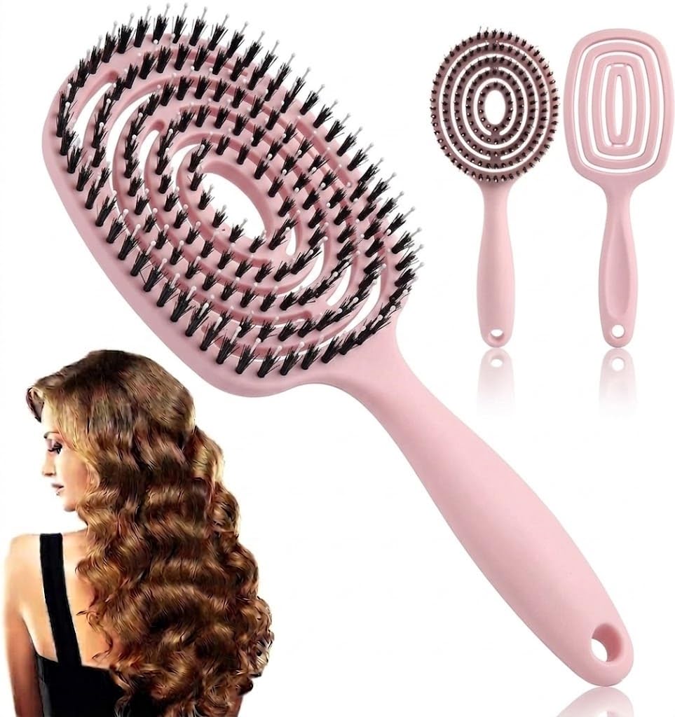 Professional Round Detangling Light Weight Hairbrush for Wet and Dry Hair Designed for Professional Hairdressers Colourful Brush 1PC- MULTICOLOR