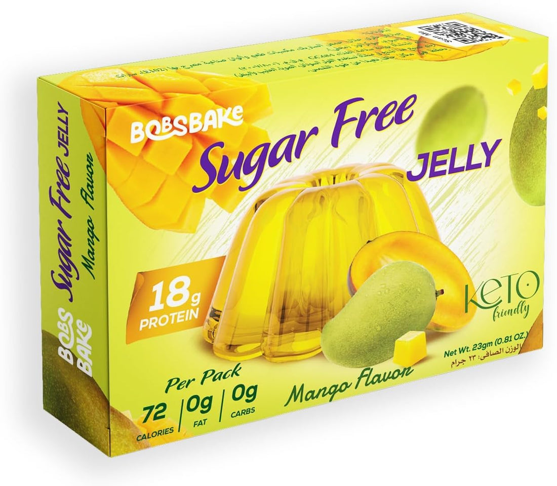 Advanced Sports Nutrition | Bob's Bake Sugar Free Jelly | Keto Friendly | 72 Calories | 18 gm Protein | 0 gm Carbs | 0 gm Fat | Mango Flavor | Makes 523 gm Delicious Sugar FreeJ elly