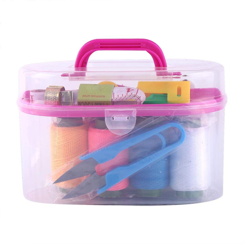 HEEPDD 10pcs Large Sewing Box Craft Sewing Tool Needle Thread Tape Measure Scissor Thimble Kit Tool Household Storage Box for Sewing Kit Accessories(Yellow)