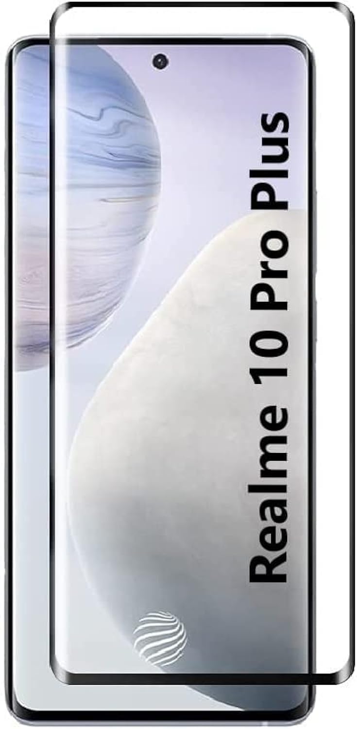 Zubitech Screen Protector for OPPO Realme 10 Pro Plus Tempered Glass Protector Full Glue Edge to Edge 9H Hardness Anti Fingerprint 3D Curved Scratch Resistance Glass for Realme 10 Pro Plus