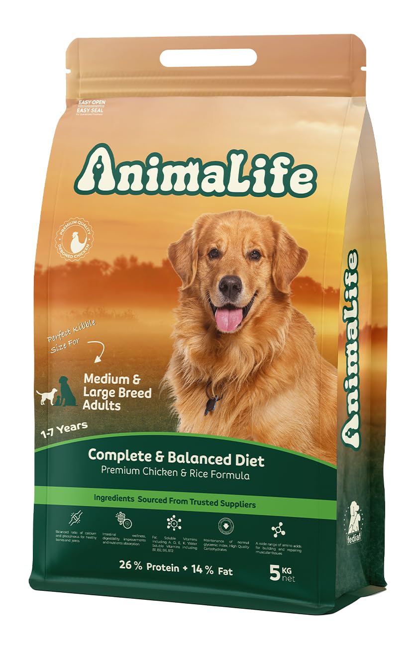 Medium/Large Breeds Adult Dogs (1-7 Years) Dry Dog Food, Chicken Flavor, 5 KG