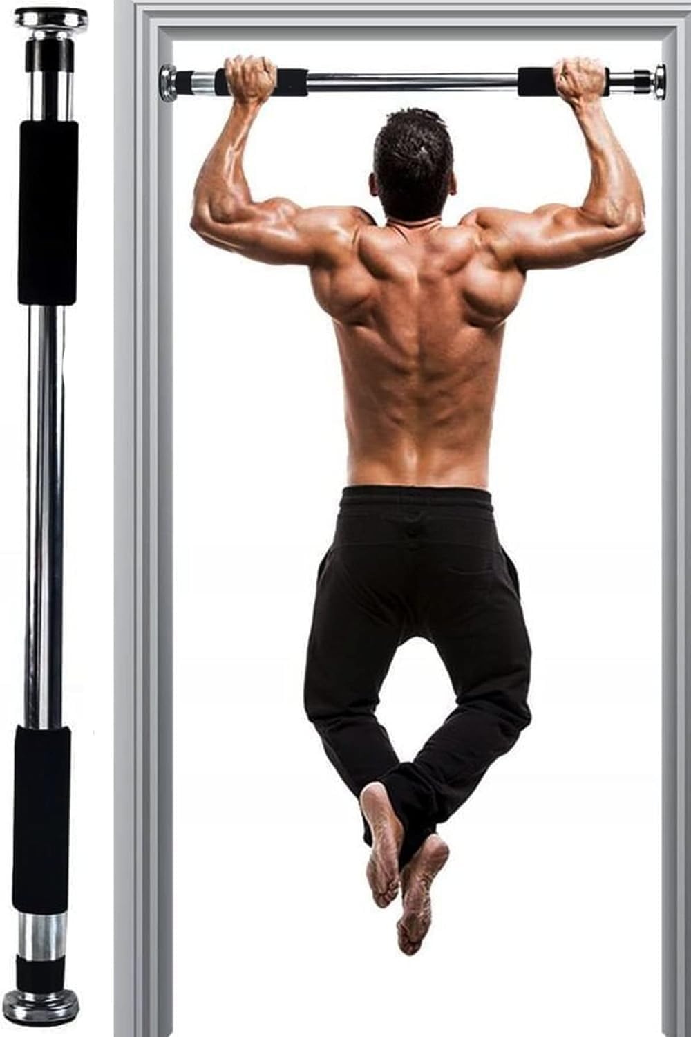 CITY STAR Door Iron Bar for Body Exercises, Adjustable Door Pull Up Bar, Wide Grip, Foam Chin-Up, Home Fitness Door Exercise Bar-60CM