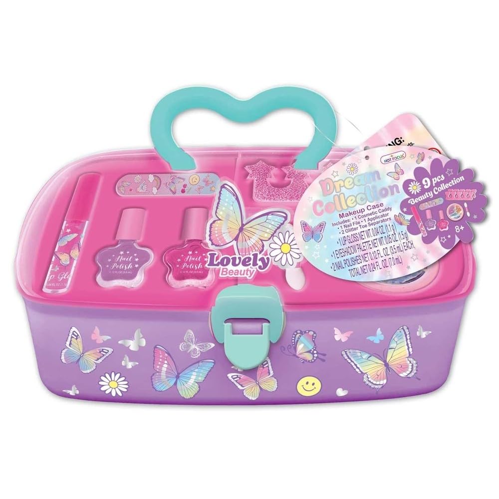 Hot Focus Dream Collection Butterfly Beauty Make Up Case, Multicolor, Plastic, Children, 22x12x14.5 cm