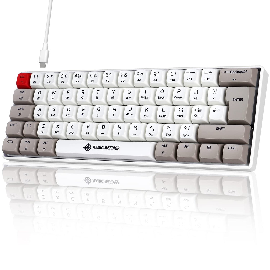 60% Mechanical Keyboard, Dye Sublimation PBT Keycap RGB Backlit 61 Key Ultra-Compact Gaming Keyboard with Red Switches for PC/Mac Gamer