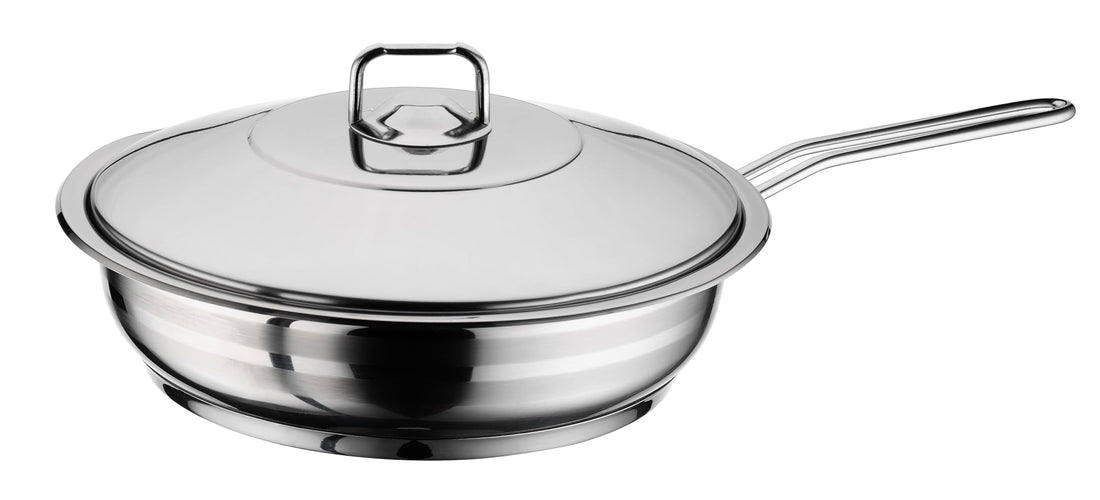Home Perfect Stainless Steel Frying Pan 26 cm with Steel Lid - Turkish Made