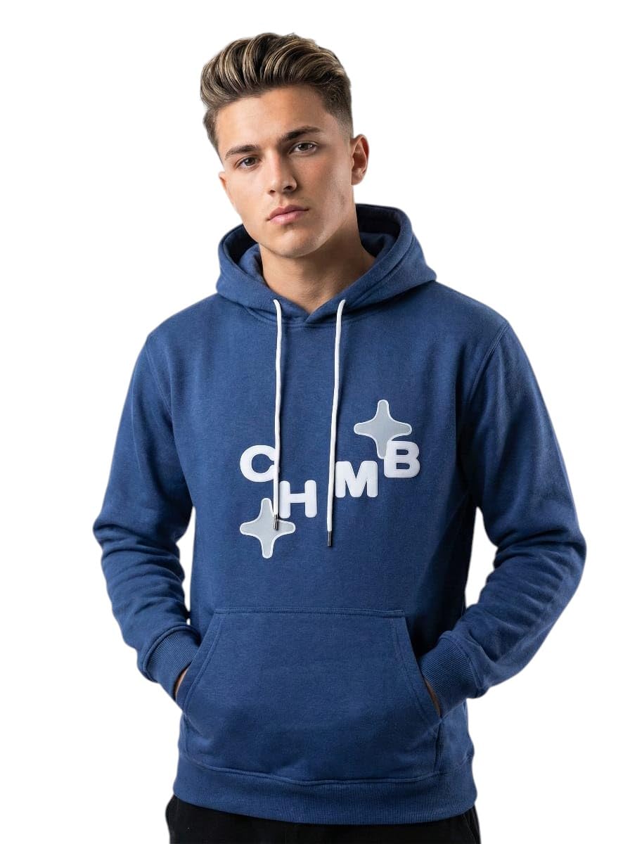 Miza Men's Winter Hoodie, Hoodie, Heavy Cotton, Fashion Printed Design, Front Pocket, Blue