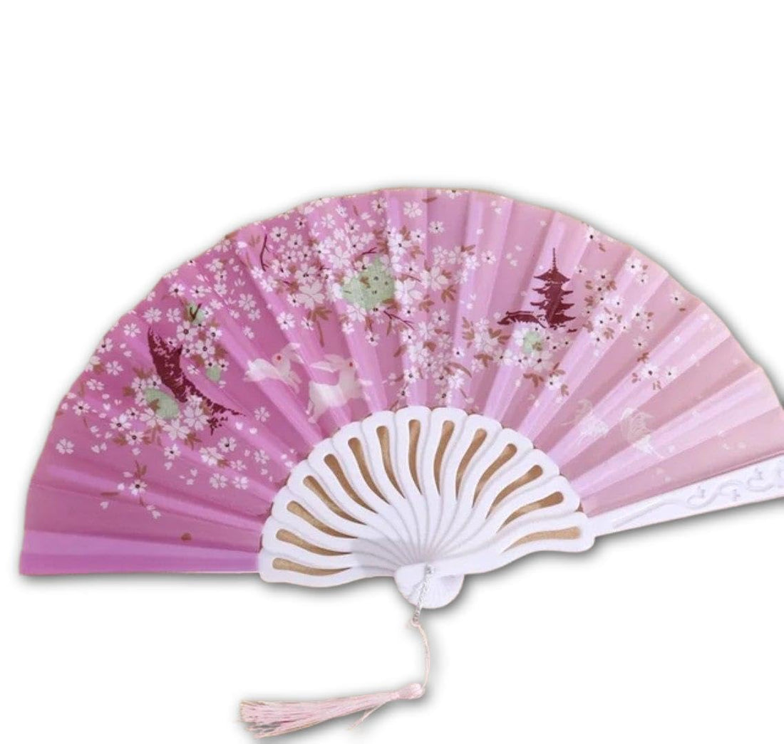 Portable Fan - Compact Folding Hand Fan with Traditional Chinese Aesthetic, Suitable for Women Attending Weddings, Parties, or Dance Classes, Comes in Assorted (Model 1)