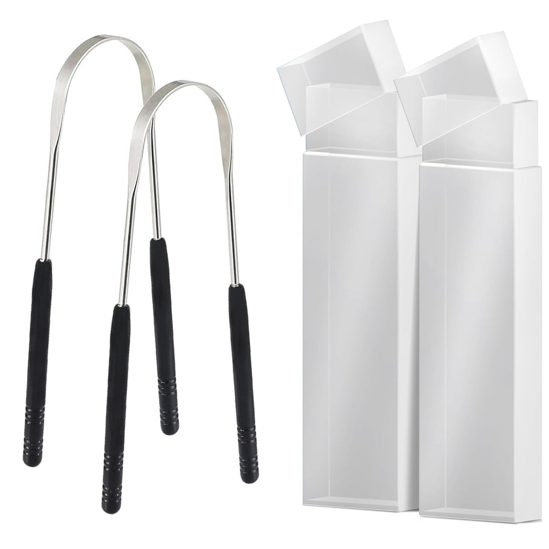 Tongue Scraper for Adults with Travel Cases (2 Pack) Reduce Bad Breath, Tongue Cleaner for Oral Care & Hygiene.