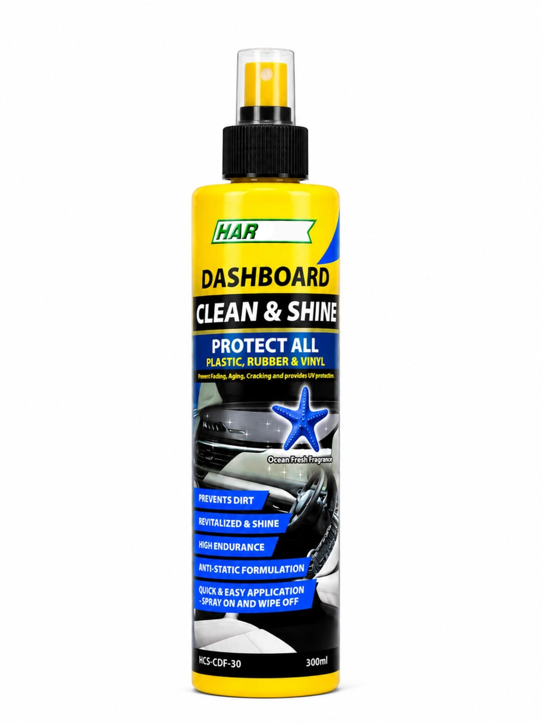 Dashboard Cleaner Spray Made in Malaysia Anti Dust Natural Shine for Plastic and Rubber 300ml Strawberry Scent (Ocean Fresh)