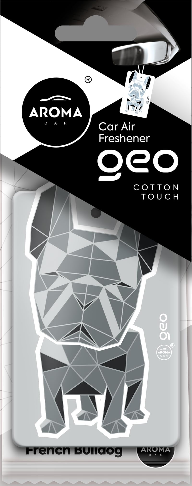 AromaCar Geo Dog Cotton Touch Car Air Freshener, Multi Colour, Cellulose Material, Geometric Dog Design, 30 x 20 x 10 cm, Universal Fit