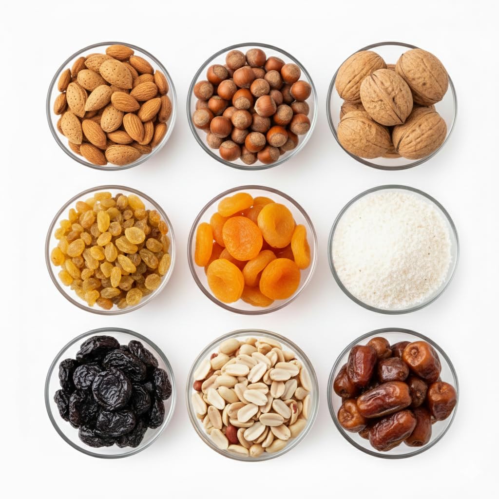 Yamish Mix Nuts 8 in 1 Set - (Half Kilo of Each) - Almonds, Hazelnuts, Walnuts with Dried Fruits and Dates - 5000g