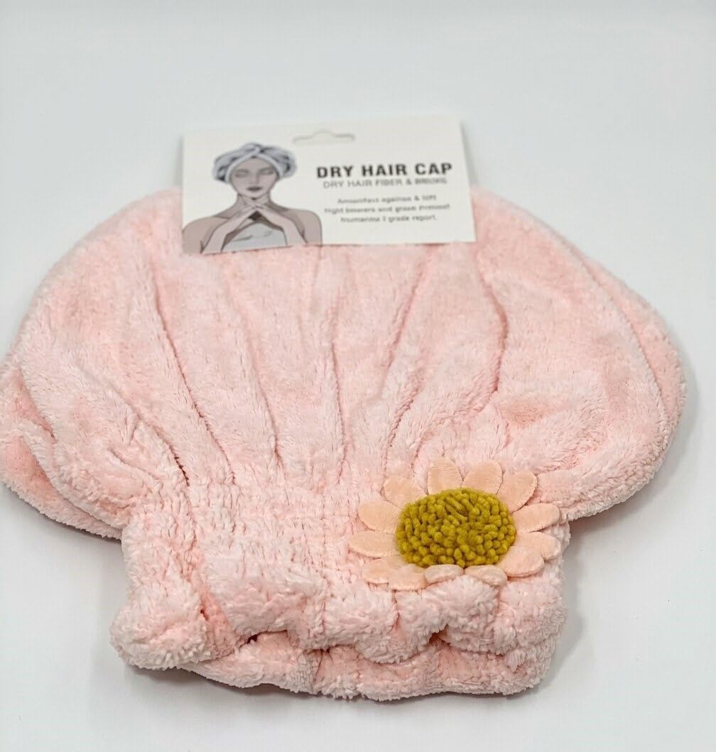 Microfiber Hair Drying Cap with Elegant Flower Design - Fast Absorbent and Gentle on Hair - Suitable for Reduce Frizz After Shower