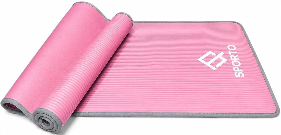 SportQ Yoga Mat Non Slip Eco Friendly NBR Material 10mm Thick High Density Anti-Tear Pilates Mat with Carrying Strap for Yoga, Pilates, Gymnastics - 183cm x 63cm x 1cm