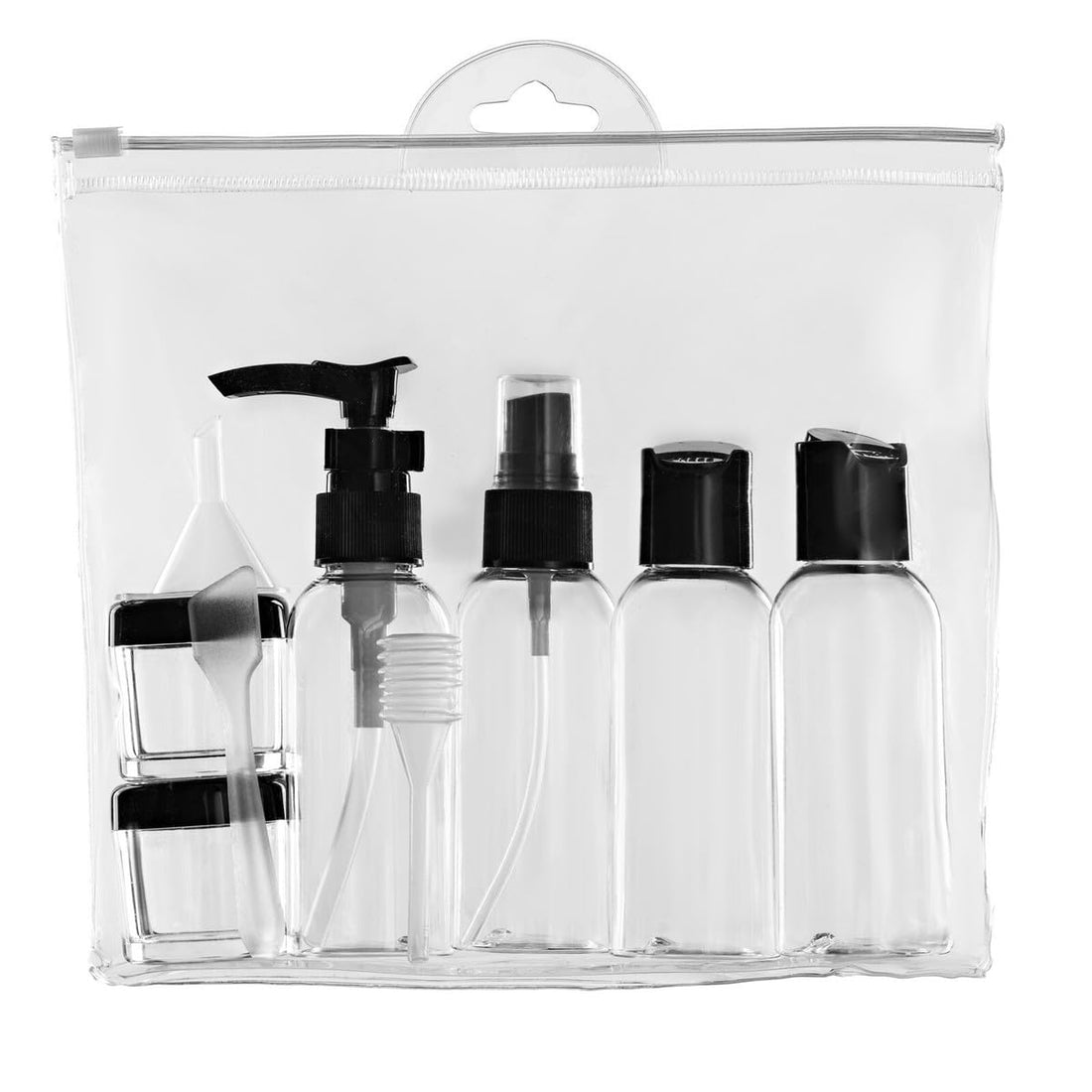 Empty Travel Containers Set, Clear Leak Proof Travel Containers for Shampoo, Lotion, Perfume, Toiletries, Toiletries, Lightweight, Reusable (6, black)