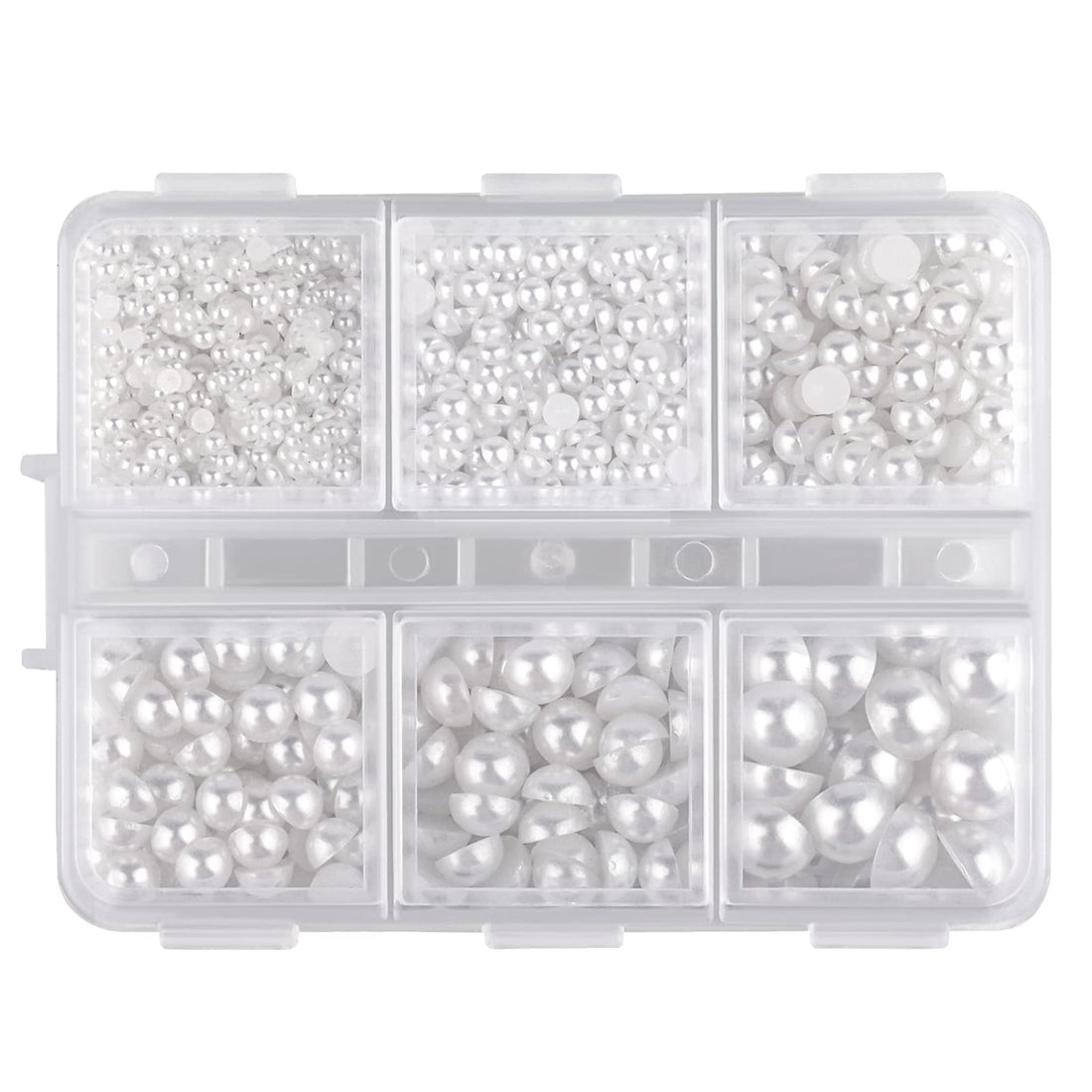 SAVITA 3000Pcs 2/3/4/5/6/8mm White Half Round Pearls, Flatback Pearl Beads Cabochon Pearls for Crafts Satin Luster Loose Beads for DIY Necklaces Bracelets Jewelry Wedding Dress Nail Arts Making