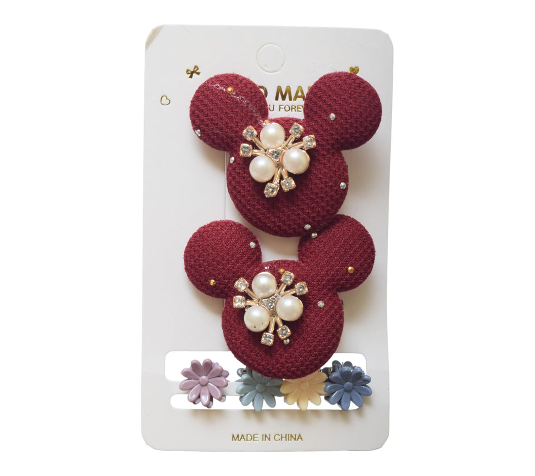 Daphne 2 Piecesteddy Bear Shape Hair Ties - Red