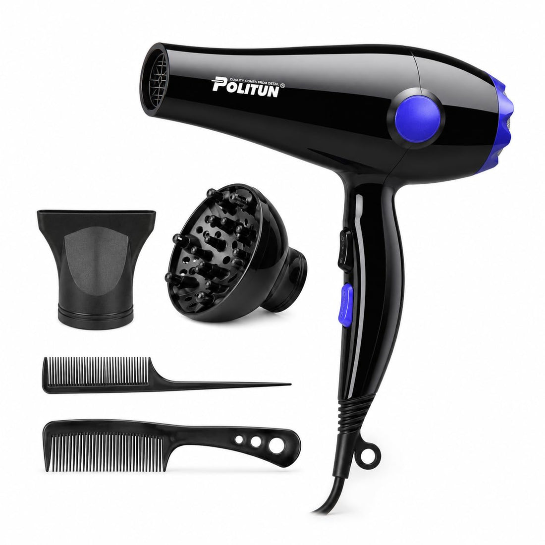 Hair Dryer With Diffuser 5000W, Professional Blow Dryer With Overheat Protection, 2 Temperature and 2 Speed Settings, Powerful Airflow for Fast Drying and Styling, PT-V3