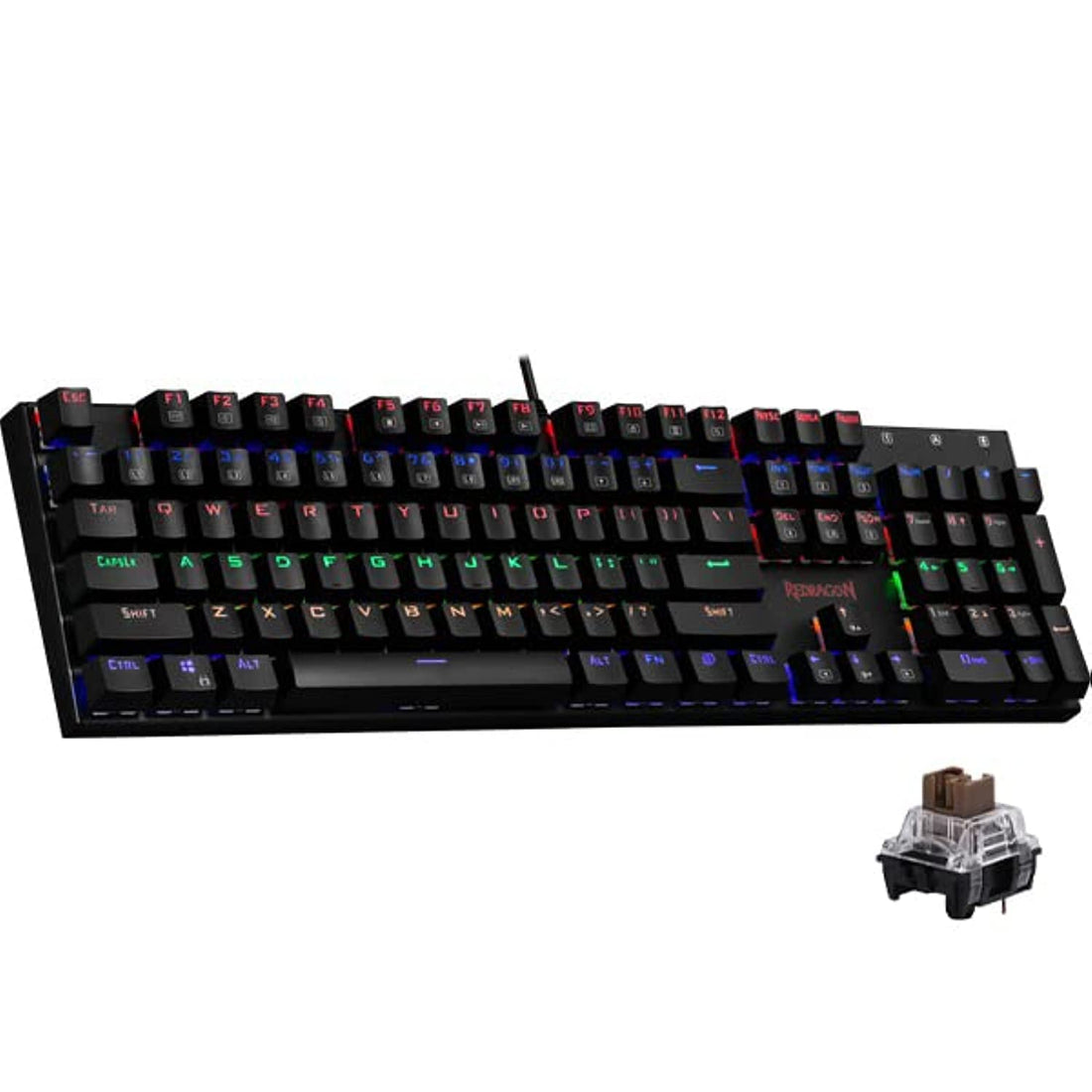 Redragon K565R-1 RUDRA Mechanical Gaming Keyboard, Brown Switch, Rainbow Backlit, High-Performance Design for Gamers