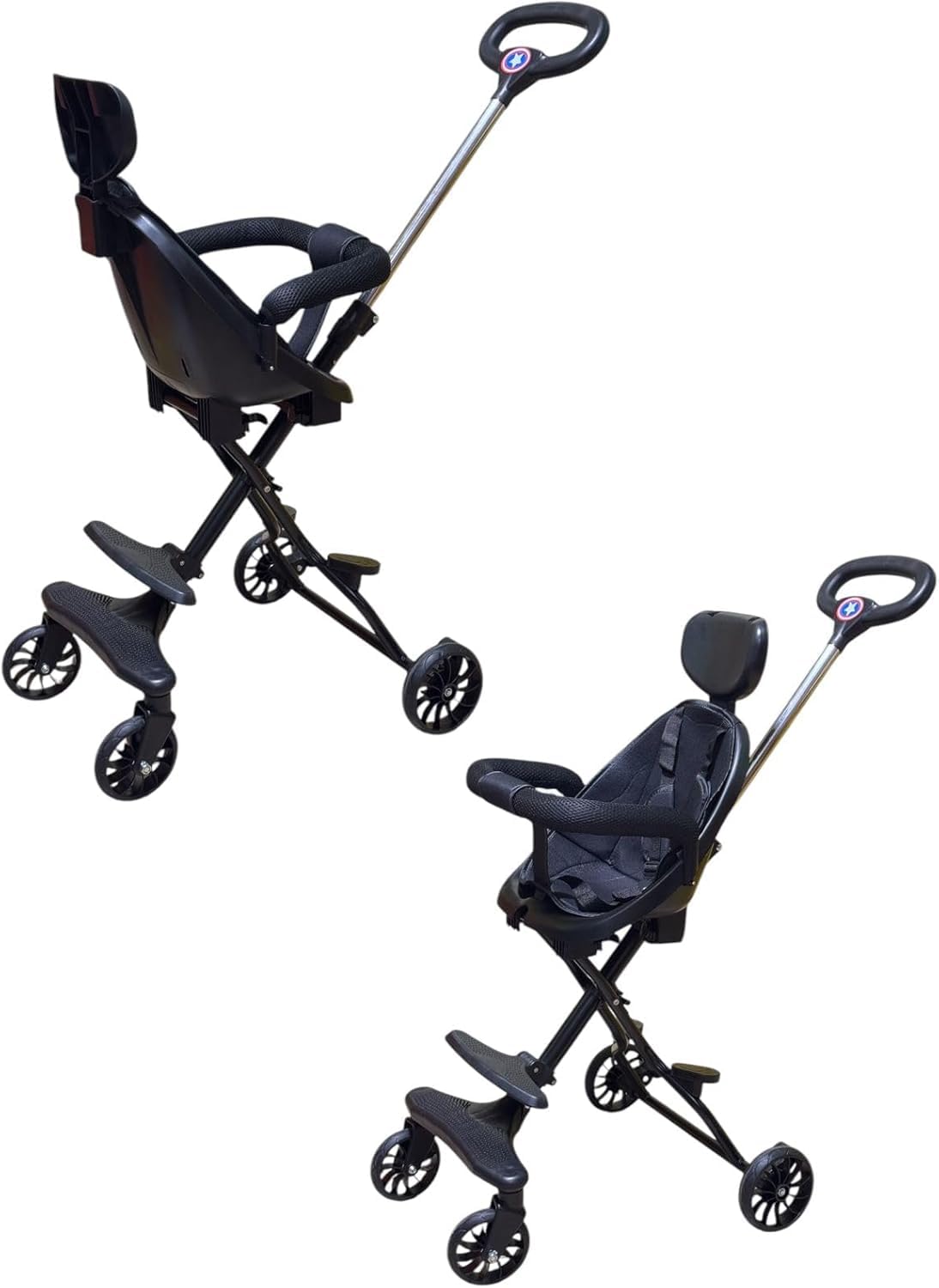 Qshop 5 Years Old Mini Travel Stroller, Imported Lightweight, Adjustable Handles & Backrest, One-Hand Folding, Black