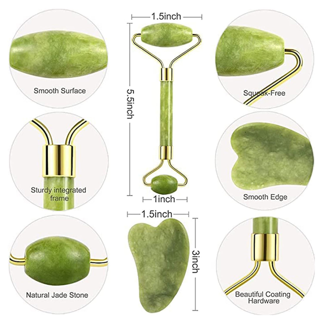 Jade Roller for Face Massage with Gua Sha Facial Tool Himalayan Stone for Face and Ice Roller | Anti Aging Facial Roller with Gua Sha Tool |Face Massage Roller for Skin Wrinkles & Serum